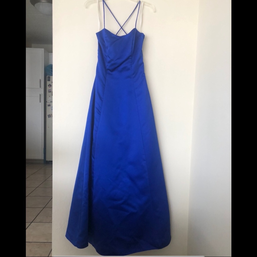 Royal Blue Formal Prom Satin Dress A-Line